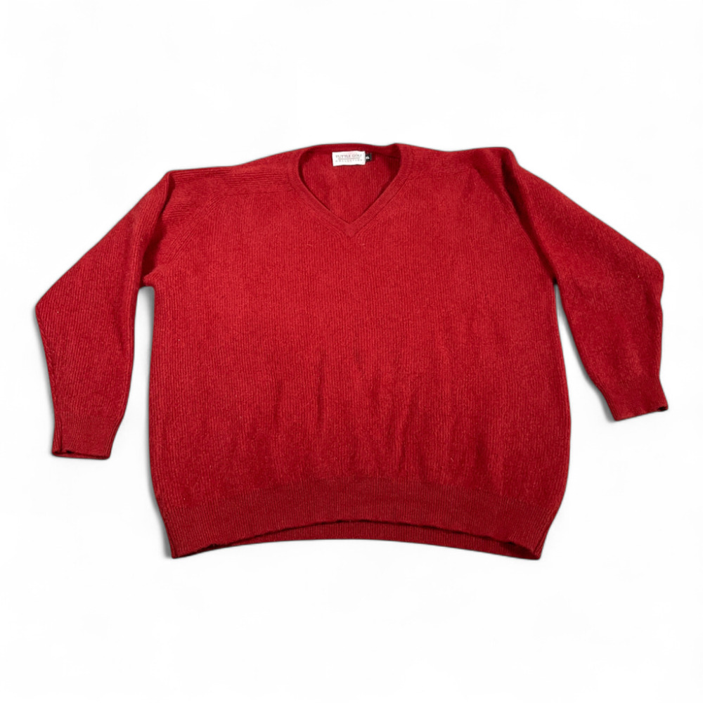 Vintage Tuttle Golf Sweater Adult LARGE Red Angora Wool Blend Preppy Sports 90s